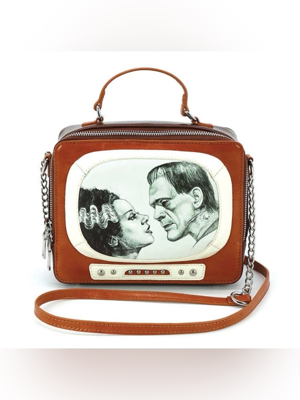 The Frankenstein & Bride retro TV Crossbody purse